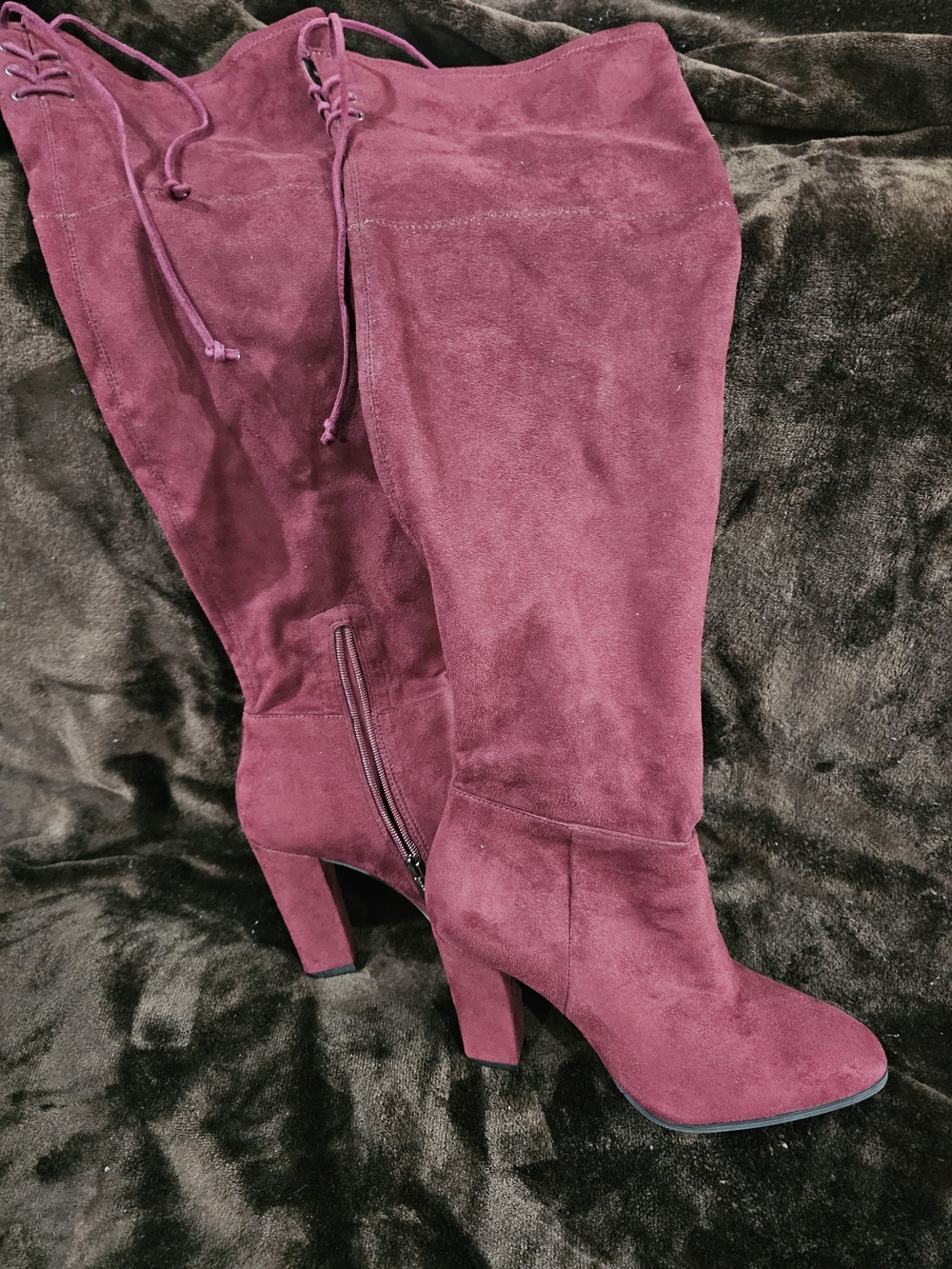 Vince Camuto Over-the-Knee Suede Boots in Burgundy